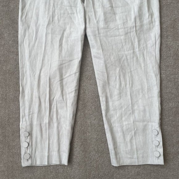J Jill Pants Womens Medium Petite Light Grey Cropped Linen Stretch Button Detail - Picture 3 of 13